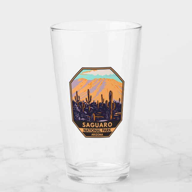 Saguaro National Park Arizona Wasson Peak Vintage  Glass (Front)