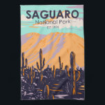 Saguaro National Park Arizona Wasson Peak Vintage  Tea Towel<br><div class="desc">Saguaro vector artwork design. The park is named for the large saguaro cactus,  native to its desert environment.</div>