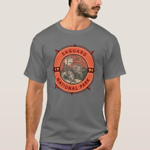 Saguaro National Park Coyote Retro Compass Emblem  T-Shirt