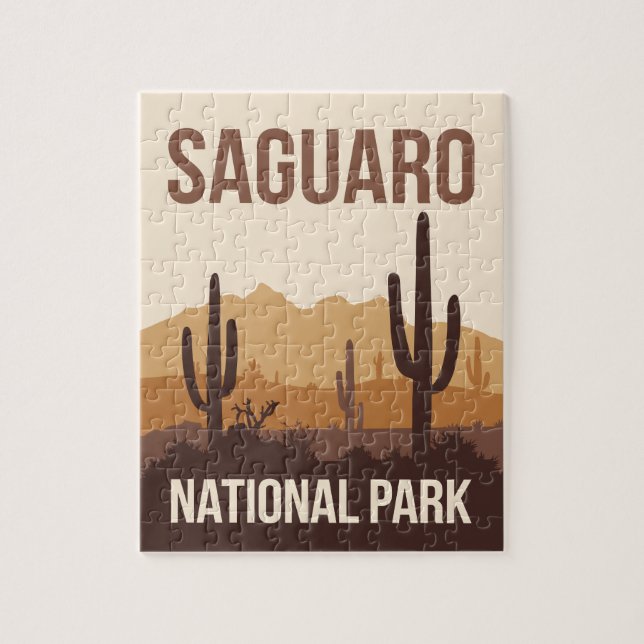 Saguaro National Park Minimal Travel Art Jigsaw Puzzle (Vertical)