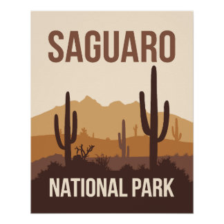 Saguaro National Park Minimal Travel Art Poster