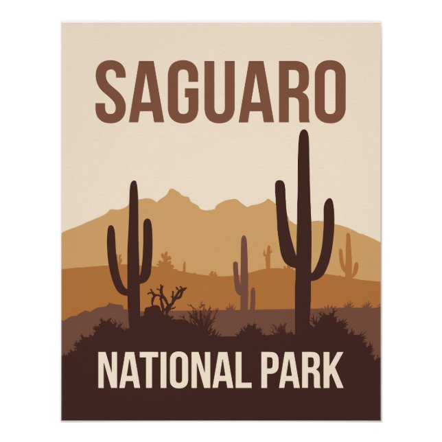Saguaro National Park Minimal Travel Art Poster (Front)