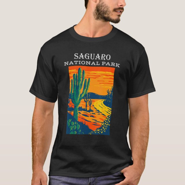 Saguaro National Park Tucson Arizona Camping Hikin T-Shirt (Front)