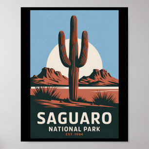 Saguaro National Park Vintage Camping Hiking Men W Poster