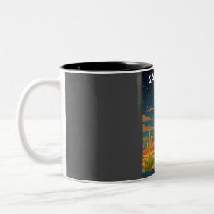 Saguaro National Park Vintage Minimal Retro Travel Two-Tone Coffee Mug