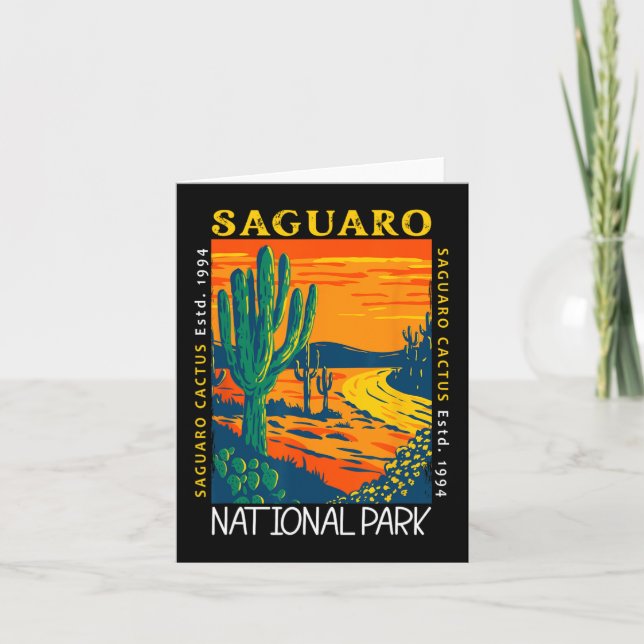 Saguaro National Park Vintage Saguaro Cactus Vinta Card (Front)
