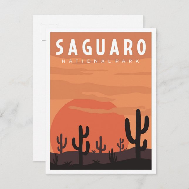 Saguaro National Park Vintage Travel Illustration Postcard (Front/Back)