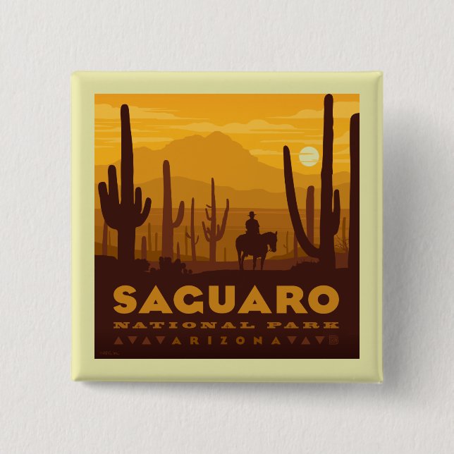 Saguaro Square National Park | Arizona 15 Cm Square Badge (Front)