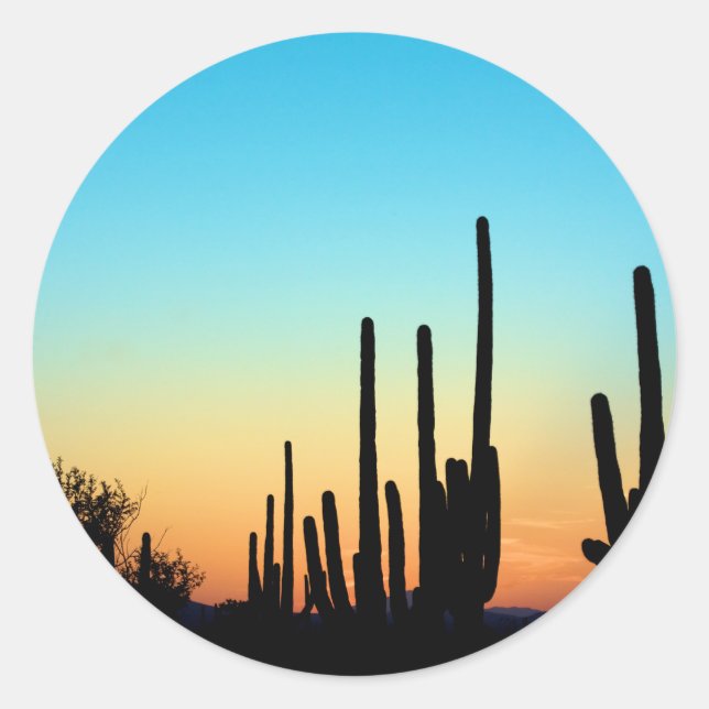 Saguaro Sunset Classic Round Sticker (Front)