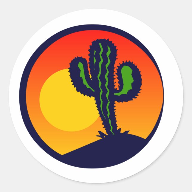saguaro sunset classic round sticker (Front)