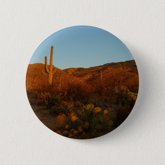 Saguaro Sunset I Arizona Desert Landscape 6 Cm Round Badge (Front)