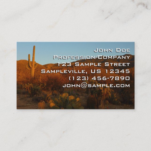 Saguaro Sunset I Arizona Desert Landscape Business Card (Front)