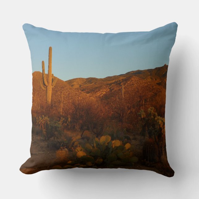 Saguaro Sunset I Arizona Desert Landscape Cushion (Front)
