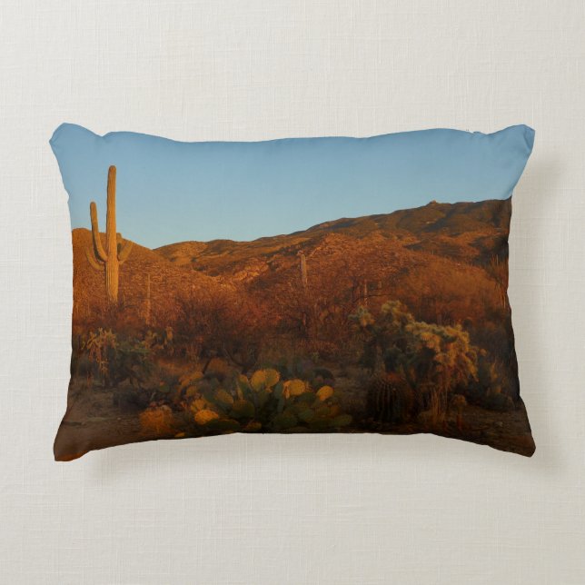 Saguaro Sunset I Arizona Desert Landscape Decorative Cushion (Front)