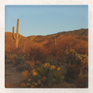 Saguaro Sunset I Arizona Desert Landscape Glass Coaster