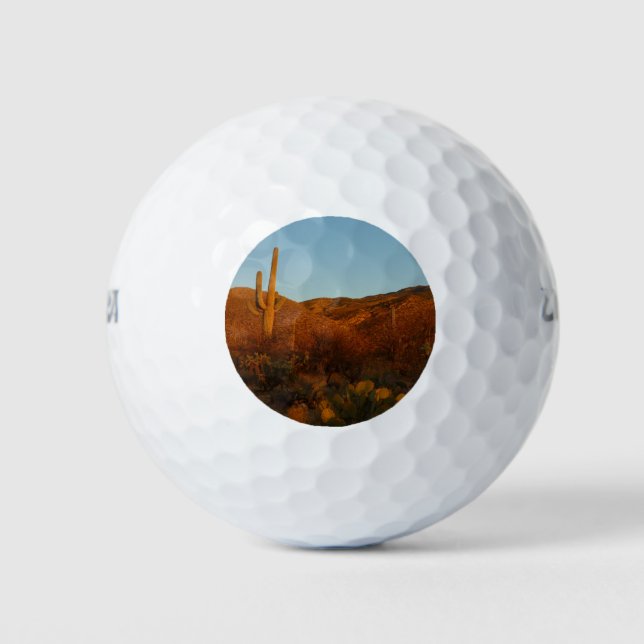 Saguaro Sunset I Arizona Desert Landscape Golf Balls (Front)