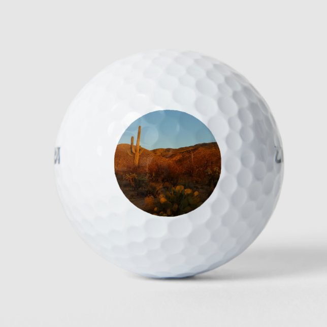 Saguaro Sunset I Arizona Desert Landscape Golf Balls (Front)