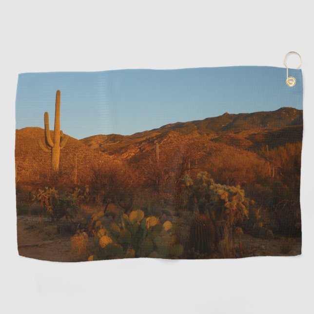 Saguaro Sunset I Arizona Desert Landscape Golf Towel (Horizontal)