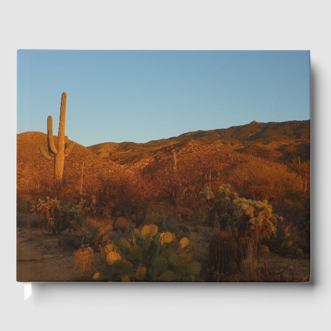 Saguaro Sunset I Arizona Desert Landscape Guest Book (Front)