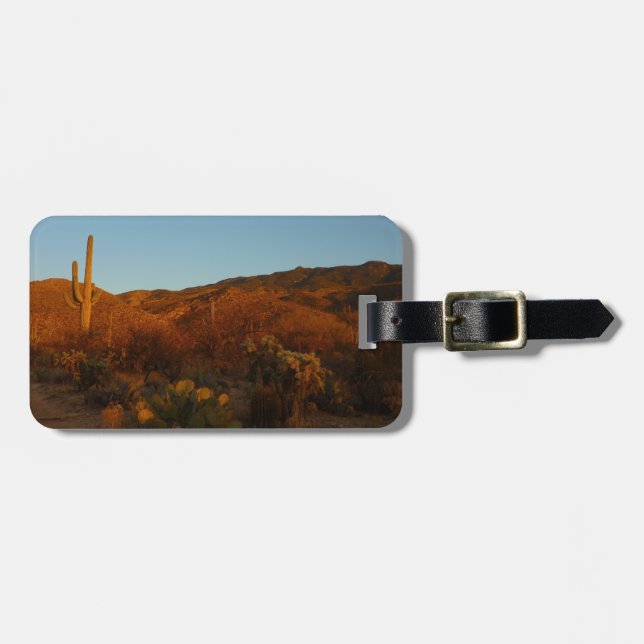 Saguaro Sunset I Arizona Desert Landscape Luggage Tag (Front Horizontal)