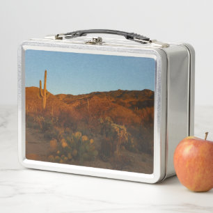 Saguaro Sunset I Arizona Desert Landscape Metal Lunch Box