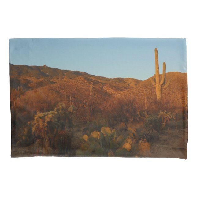 Saguaro Sunset I Arizona Desert Landscape Pillowcase (Front)