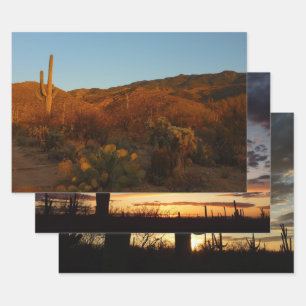 Saguaro Sunset I Arizona Desert Landscape Wrapping Paper Sheet
