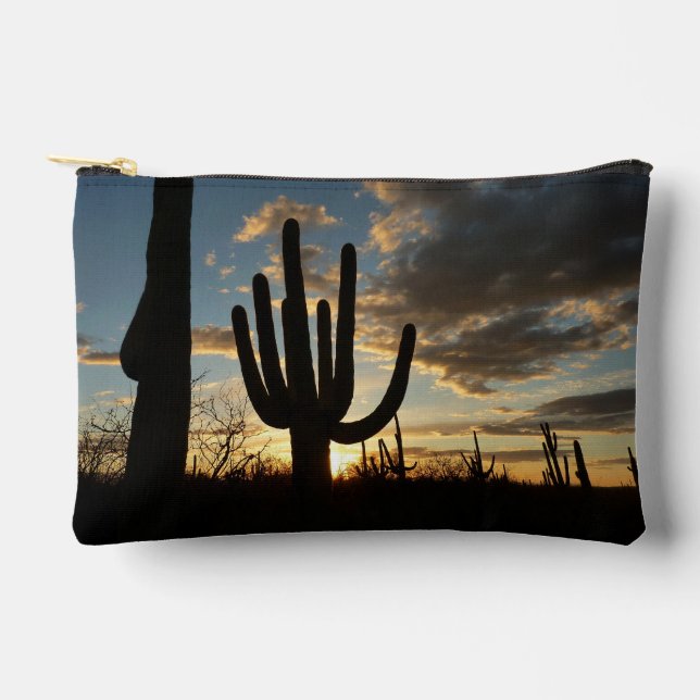 Saguaro Sunset II Arizona Desert Landscape Accessory Pouch (Front)