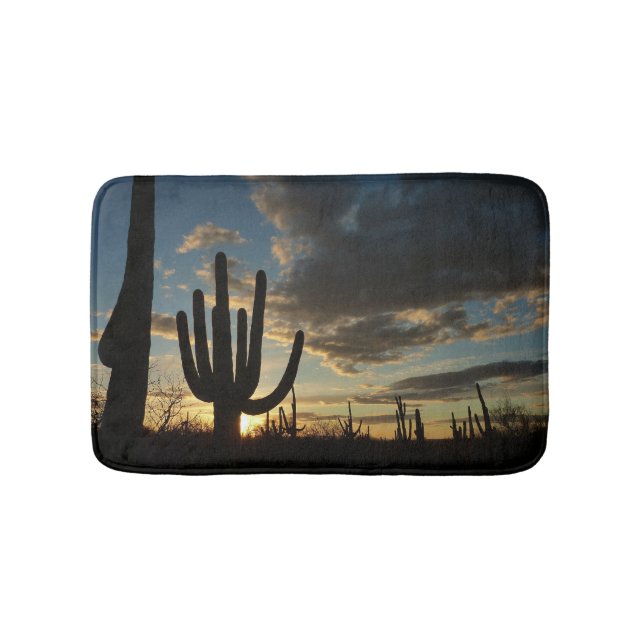 Saguaro Sunset II Arizona Desert Landscape Bath Mat (Front)