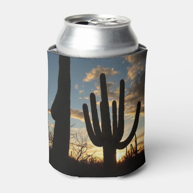 Saguaro Sunset II Arizona Desert Landscape Can Cooler (Can Front)