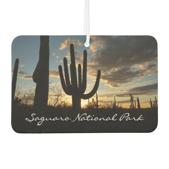 Saguaro Sunset II Arizona Desert Landscape Car Air Freshener (Front)