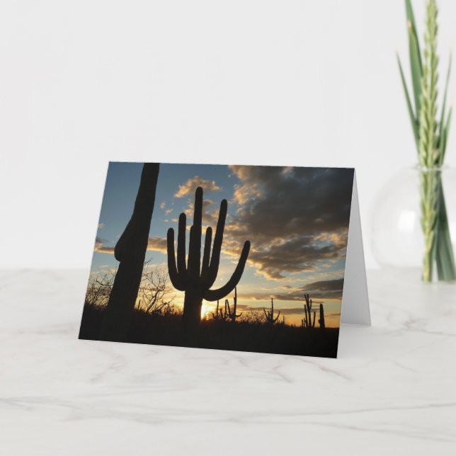 Saguaro Sunset II Arizona Desert Landscape Card (Front)