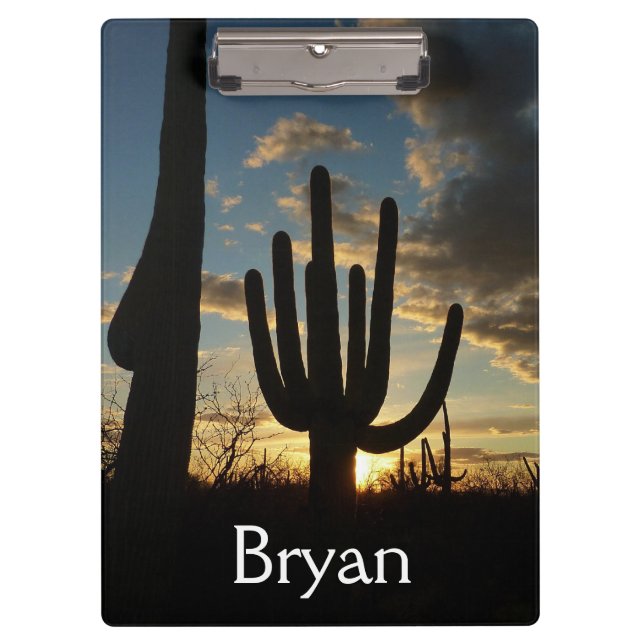 Saguaro Sunset II Arizona Desert Landscape Clipboard (Front)
