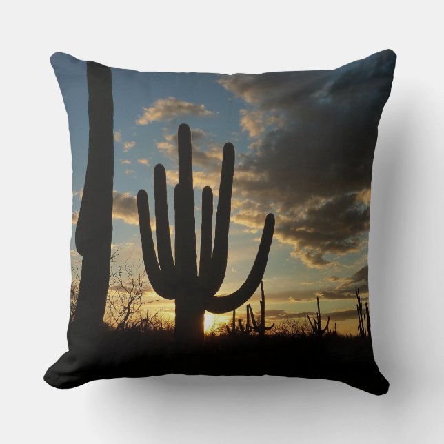Saguaro Sunset II Arizona Desert Landscape Cushion (Front)