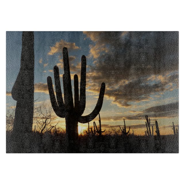 Saguaro Sunset II Arizona Desert Landscape Cutting Board (Front)