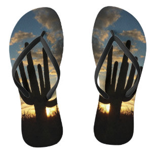 Saguaro Sunset II Arizona Desert Landscape Flip Flops