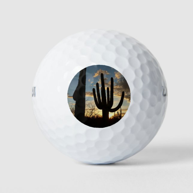 Saguaro Sunset II Arizona Desert Landscape Golf Balls (Front)