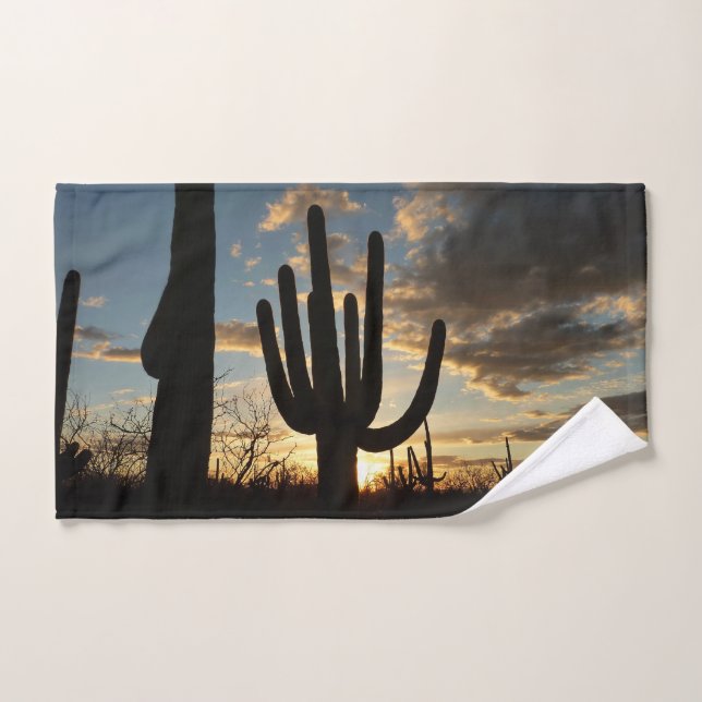 Saguaro Sunset II Arizona Desert Landscape Hand Towel (Hand Towel)