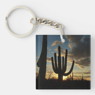 Saguaro Sunset II Arizona Desert Landscape Key Ring