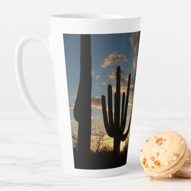 Saguaro Sunset II Arizona Desert Landscape Latte Mug (In Situ)