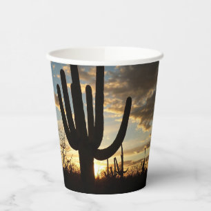 Saguaro Sunset II Arizona Desert Landscape Paper Cups