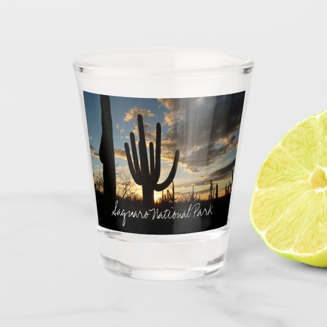 Saguaro Sunset II Arizona Desert Landscape Shot Glass (Front)