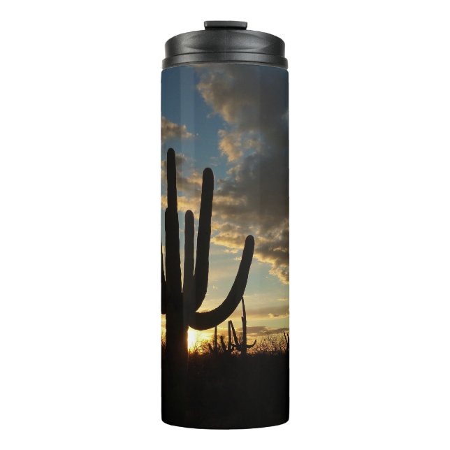 Saguaro Sunset II Arizona Desert Landscape Thermal Tumbler (Front)