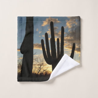 Saguaro Sunset II Arizona Desert Landscape Wash Cloth