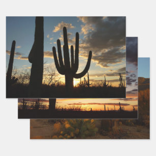 Saguaro Sunset II Arizona Desert Landscape Wrapping Paper Sheet