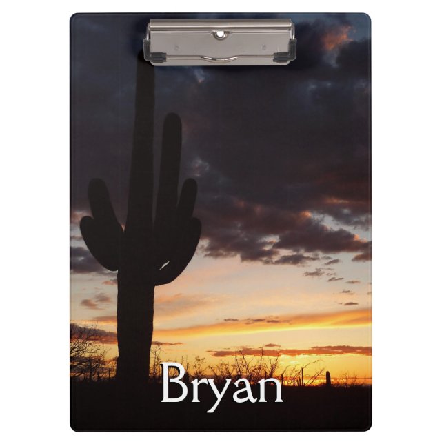Saguaro Sunset III Arizona Desert Landscape Clipboard (Front)