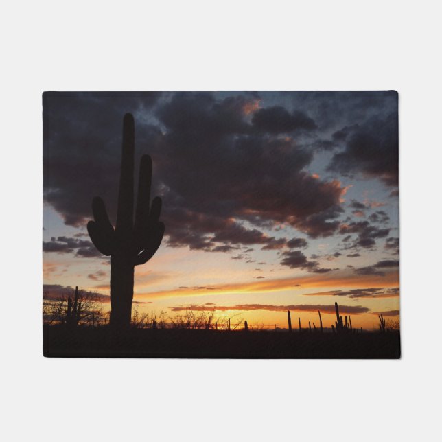 Saguaro Sunset III Arizona Desert Landscape Doormat (Front)