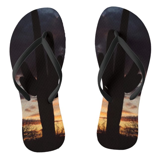 Saguaro Sunset III Arizona Desert Landscape Flip Flops (Footbed)