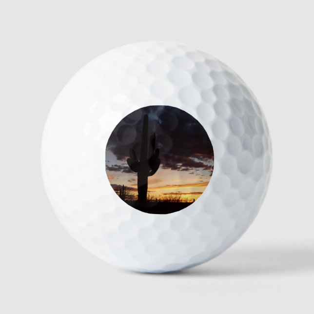 Saguaro Sunset III Arizona Desert Landscape Golf Balls (Front)