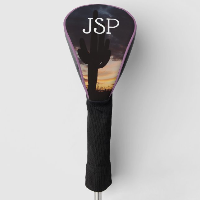 Saguaro Sunset III Arizona Desert Landscape Golf Head Cover (Front)